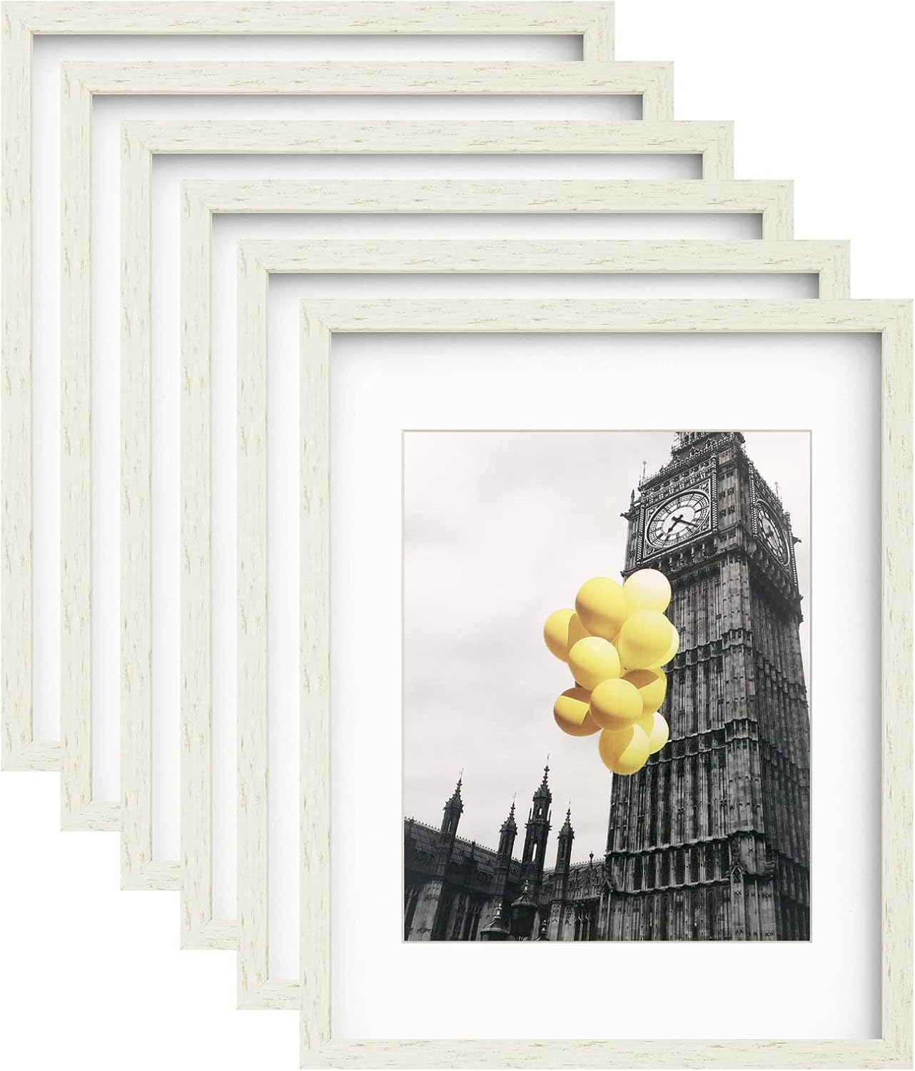 BSRHOME Picture Frames 11x14 Set of 6 Distressed White Washed