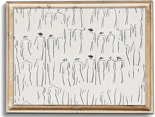 uniro Impresiones artísticas de bocetos neutros, arte de lienzo con figuras abstractas vintage, dibujo de líneas minimalistas para decoración de