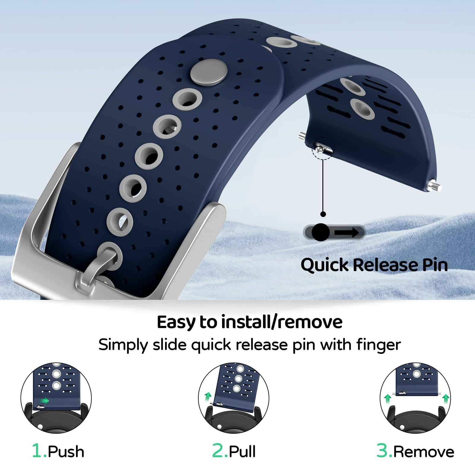 Silikon-Armband 22 Mm Mit Schnellverschluss – Für Suunto 9 Peak/Pro/Race/Vertical & Garmin Venu/Forerunner