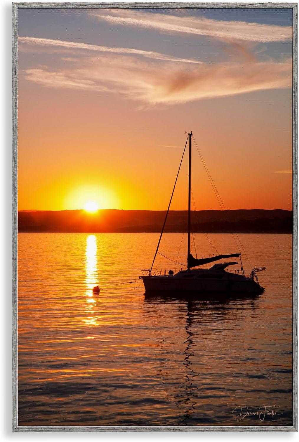 Stupell Industries Boat Ride at Sunset Framed Giclee Art Design by Dennis Frates