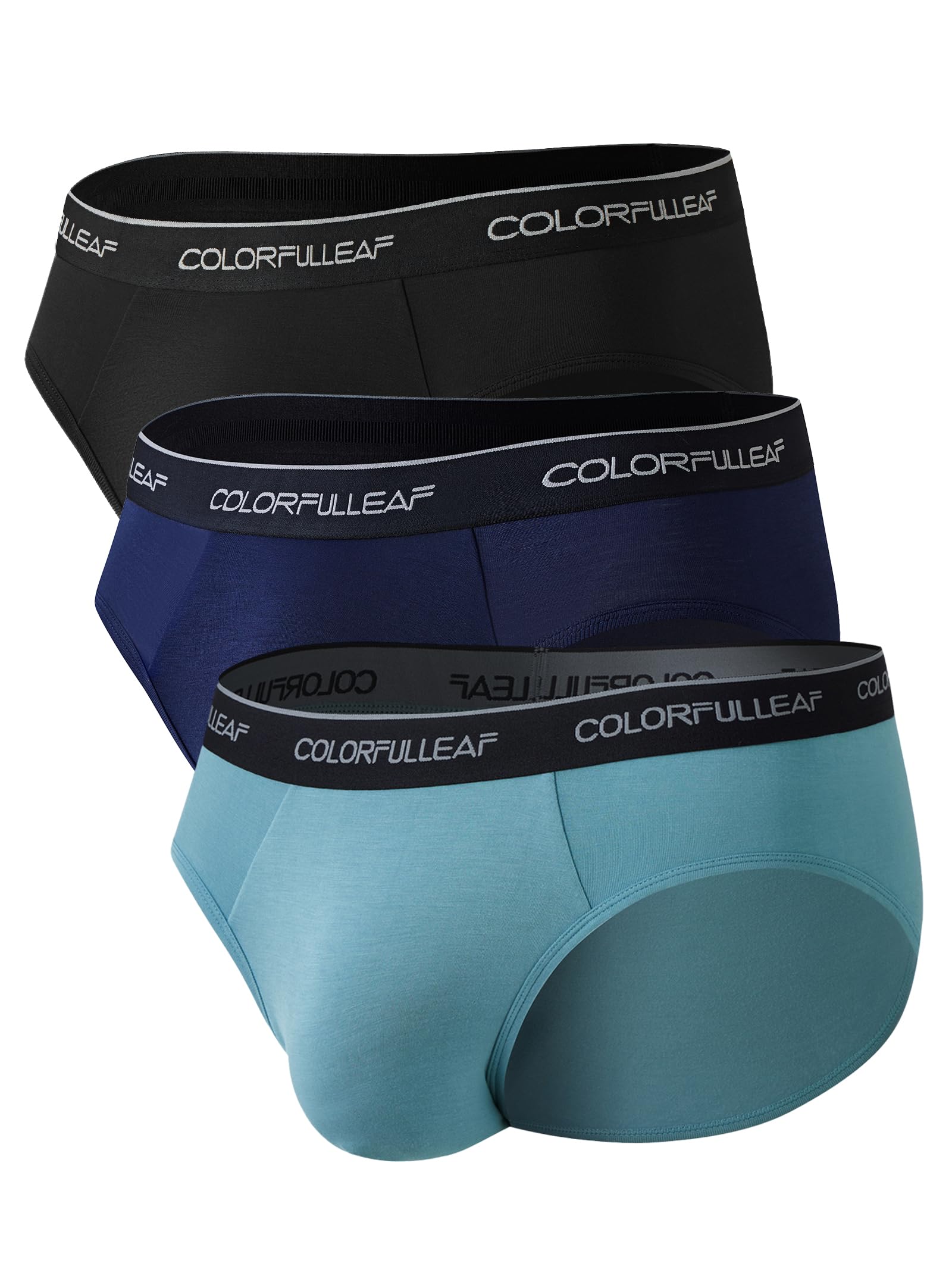 COLORFULLEAF Mens Underwear Briefs Soft Bamboo Underwear for Men Tagless Pouch Briefs with Fly 3 or 4 Pack