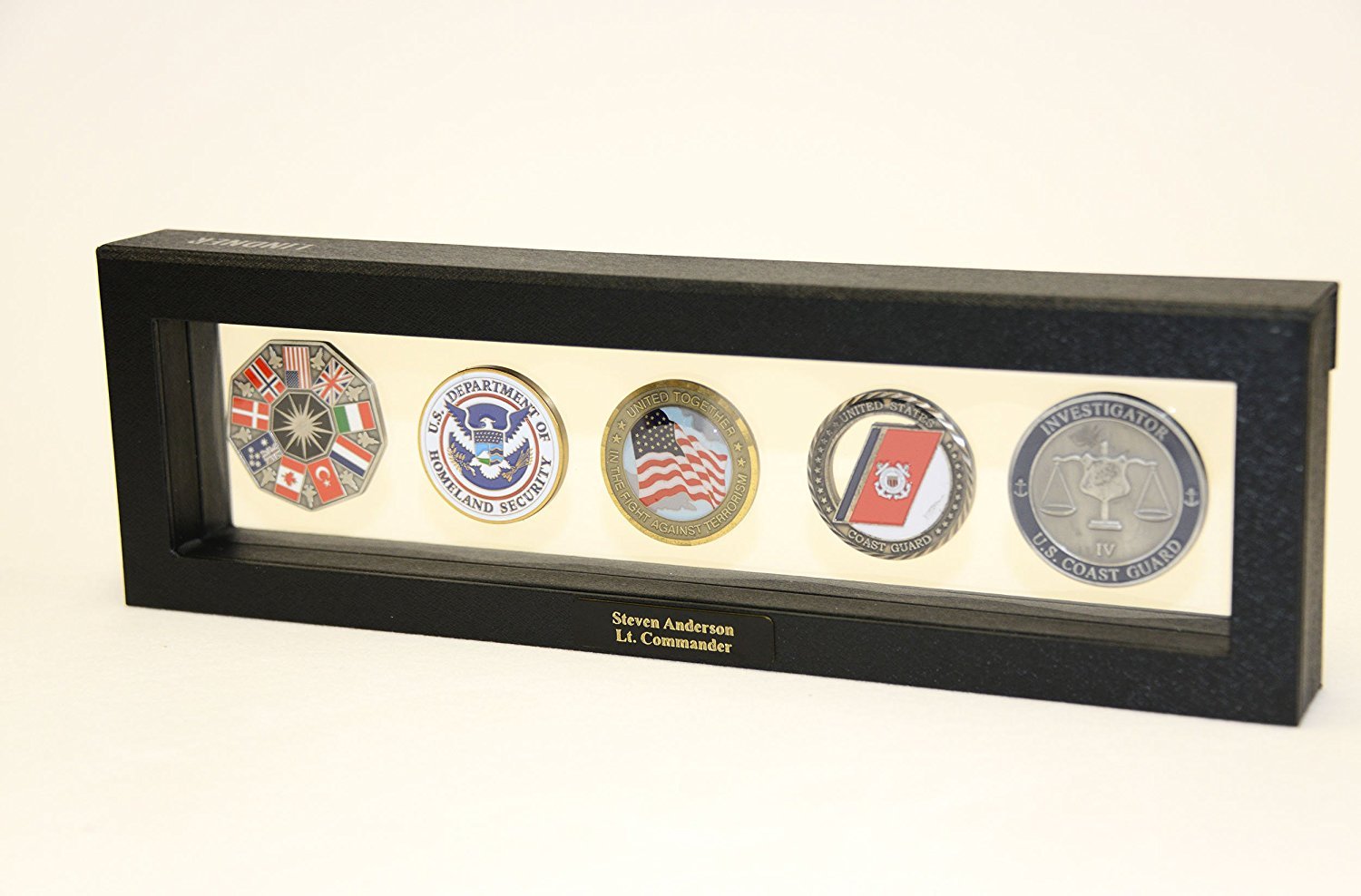 5 Challenge Coin/Casino Chip/Coins Display Case Box Frame Holder Shadowbox