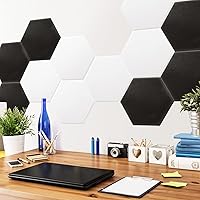 Vista 8 de Art3dwallpanels Paquete de 12 paneles acústicos autoadhesivos, color blanco y negro, paneles de pared insonorizados de 14 x 12 x 0.4 pulgadas