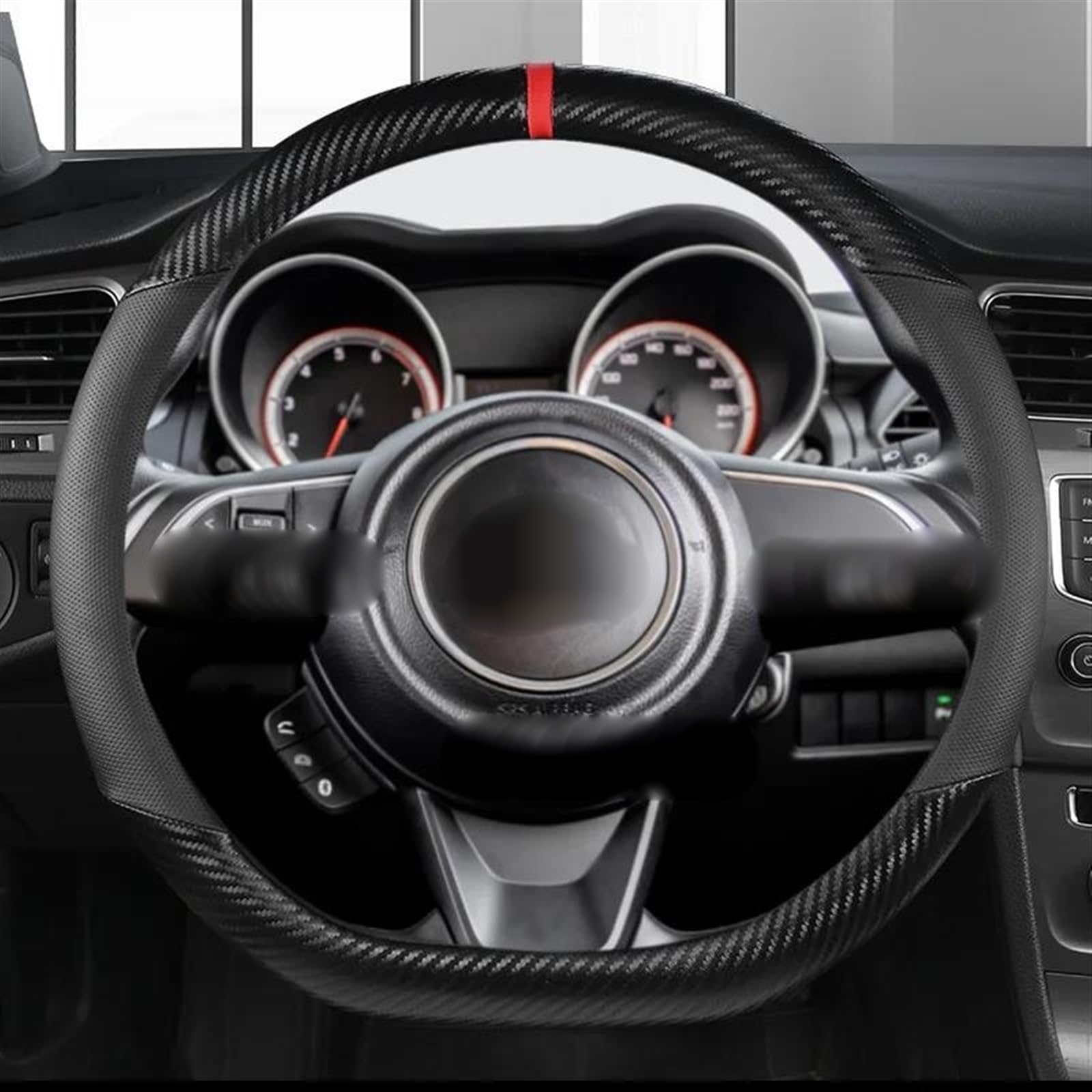 Auto Stuurhoes voor Suzuki Swift FZ/NZ 2010-2017, Stuurhoes Auto Stuurwielhoezen, Antislip Ademende Stuurwielbescherming voor auto -interieuraccessoires,B Red