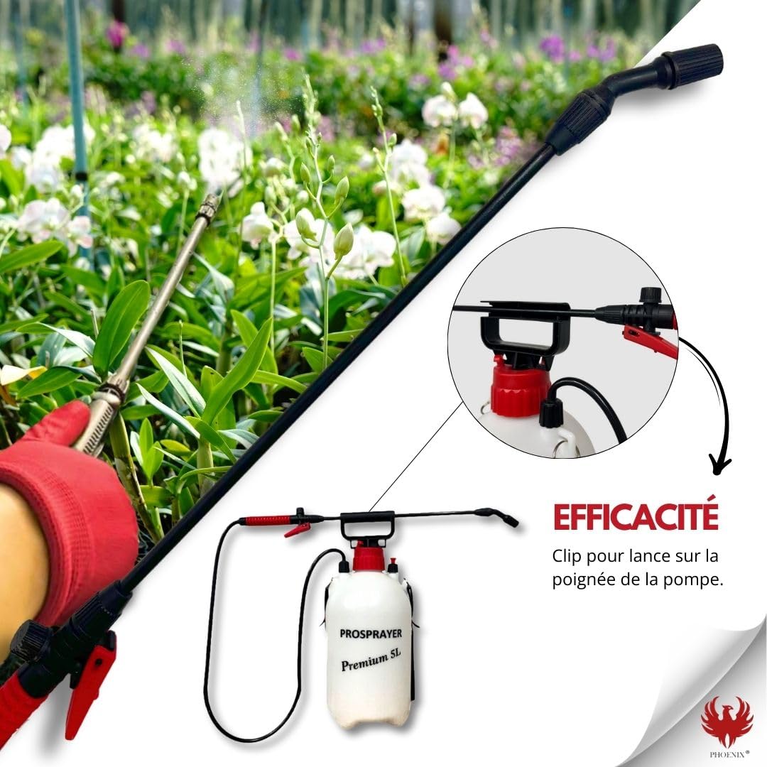Pulvérisateur Jardin 5L à Pression Manuel Phoenix – Lance Réglable, Sangle, Idéal Désherbage Arrosage