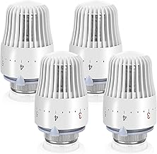 Valvole Termostatiche per Termosifoni: 4 Pezzi Valvola Termostatica per Termosifoni, Valvole Termostatiche con Filetto M30 x 1,5 MM, Testa Termostatica con Posizione Anti-Gelo, Valvole Termosifoni