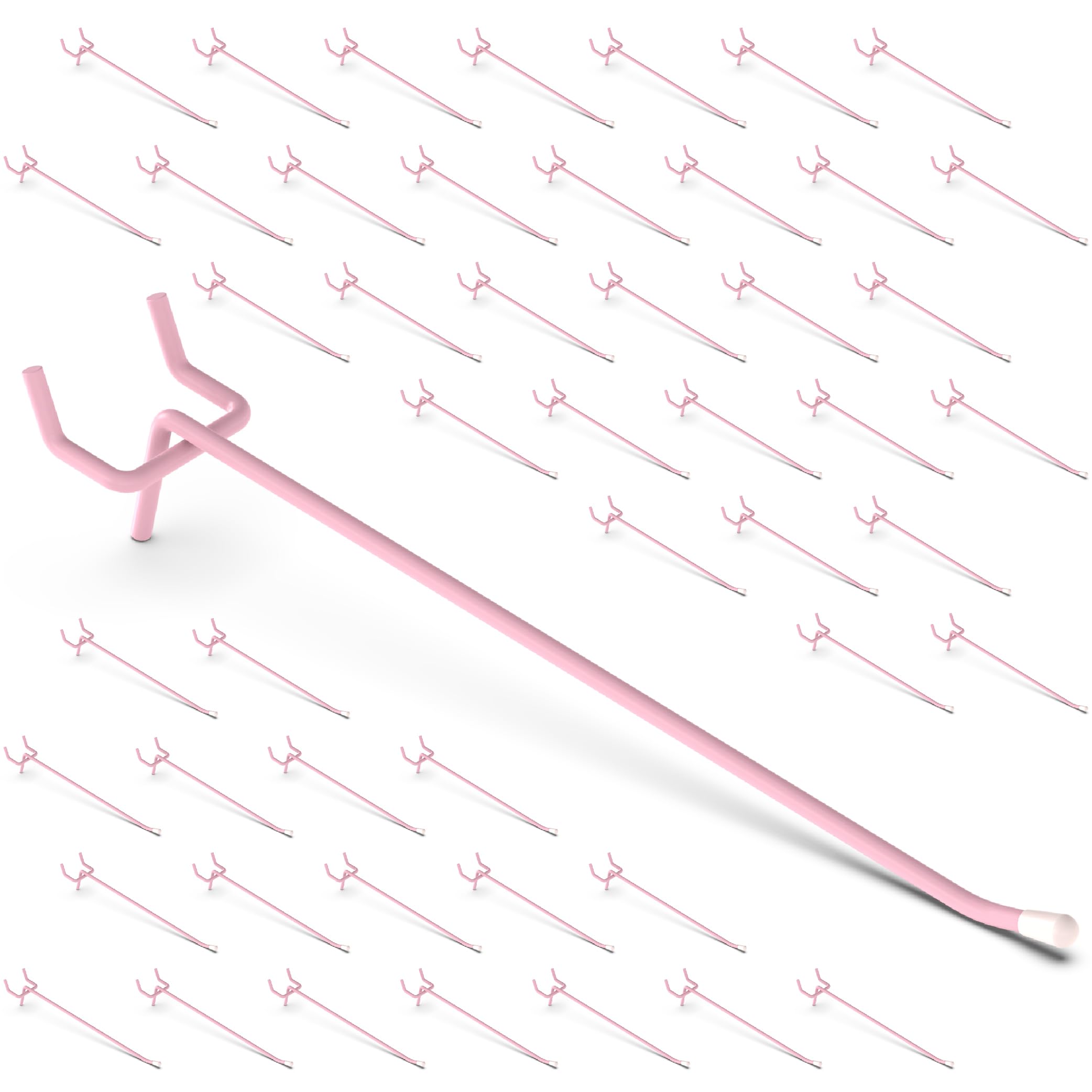 50-Pack Pink Pegboard Hooks 6 Inch - Fits 1/8 and 1/4 Inch Boards