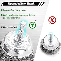 Vista 3 de Double Elite Cepillo de alambre para juego de 21 piezas, rueda de alambre abrasivo para taladro de vástago hexagonal de 1/4 pulgadas, cepillo