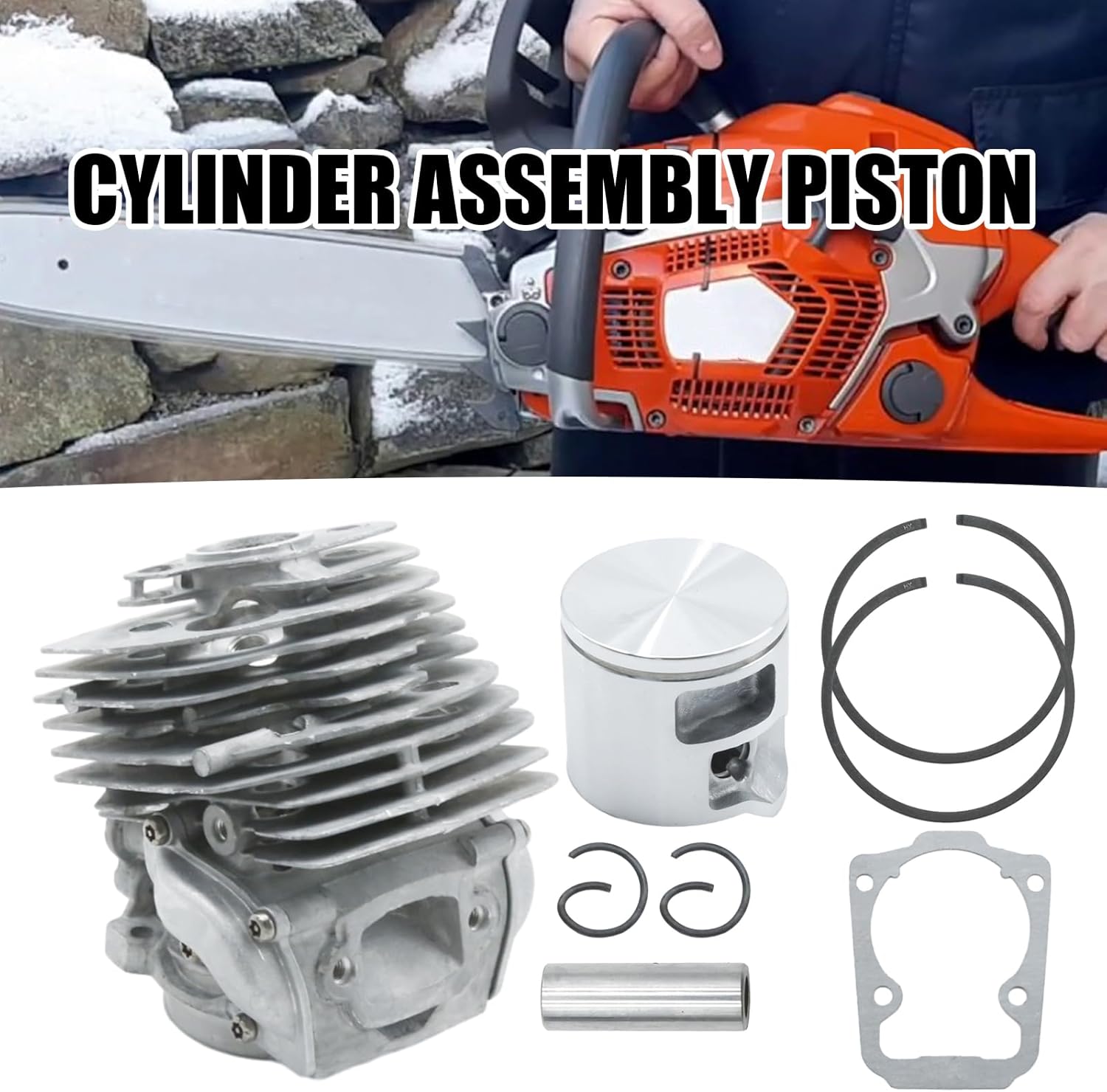 575355802 Cylinder Piston Kit (46MM), Replacement for Husqvarna Chainsaw 555 556 560 562 560XP 560XPG 562XP 562XPG, Replaces 575355801 575355803 575355805