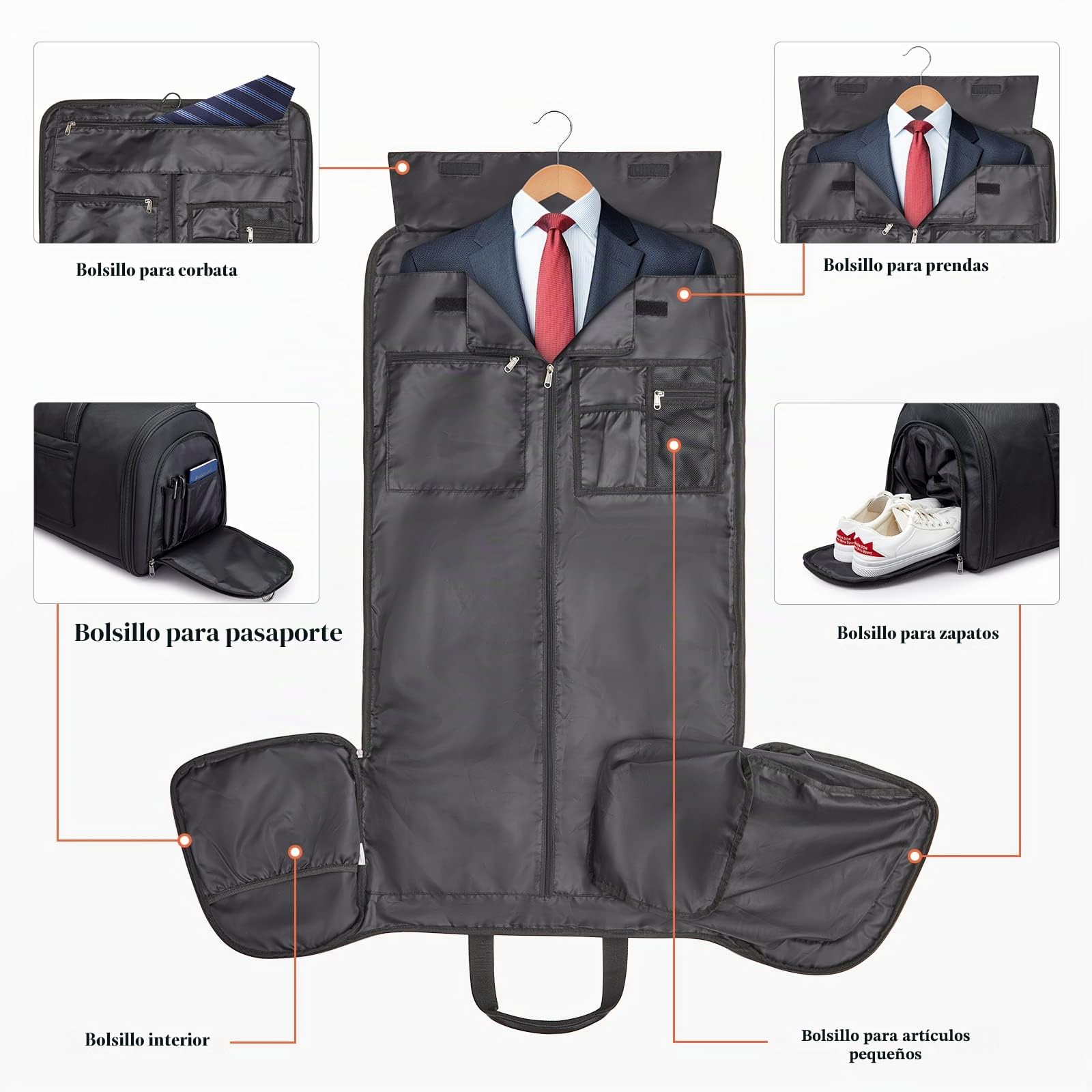 S-Zone Bolsa de Viaje Convertible de 50 litros, Bolsa de Viaje para Hombres y Mujeres, 2 en 1, Maleta Colgante para Traje de Negocios