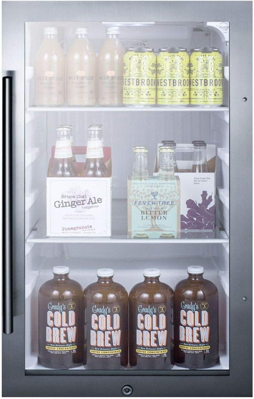 Summit 19” Beverage Center, 3.13 cu.ft. Capacity, Outdoor Refrigerator, Shallow Depth, ADA Compliant, Stainless Steel & Glass- SPR489OSADA