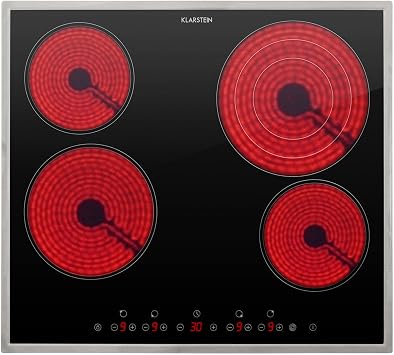 Klarstein Ceramic Hob, 6500W Electric Hob Ceramic Cooker, 4 Ring Electric Pan Built In Table Top Cookers w/ 4 Hobs, Modern Heater Cooktops, Hot Plates for Cooking