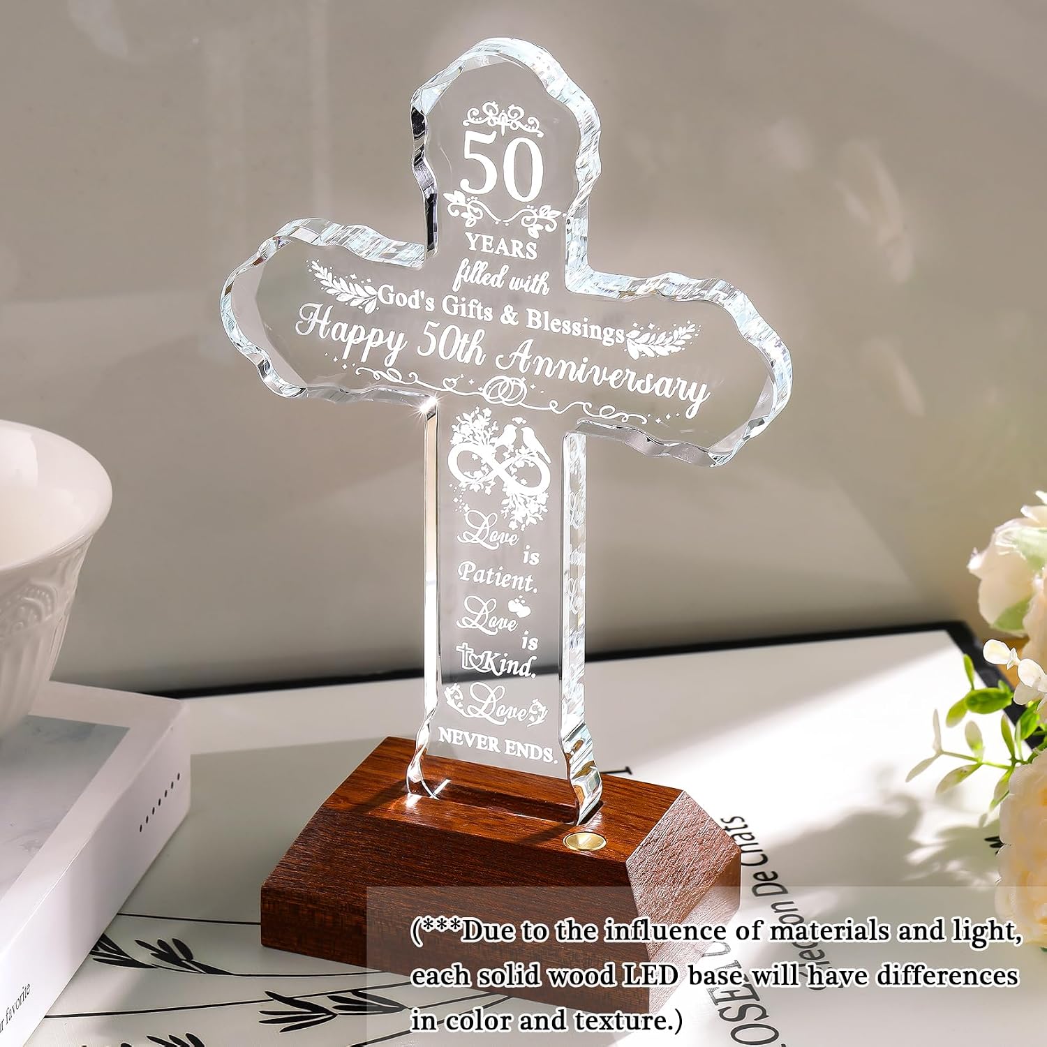 Ornalrist 50th Wedding Anniversary Religious Cross Gifts for Couples