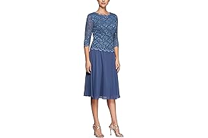 Alex Evenings Petite Dresses| Women's Tea Length Sequin Mock Dress