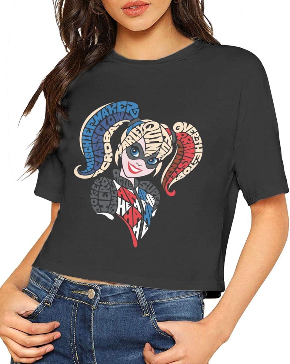Harley Quinn Women's Sexy Exposed Navel Female TShirt Bare Midriff