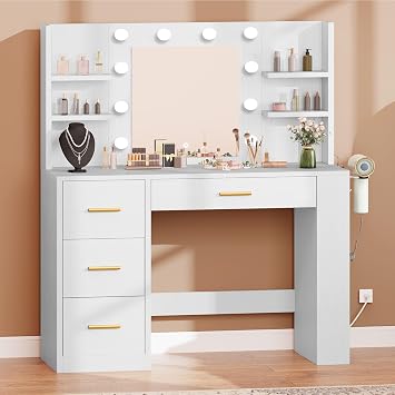 DWVO Vanity Desk with Mirror and Lights