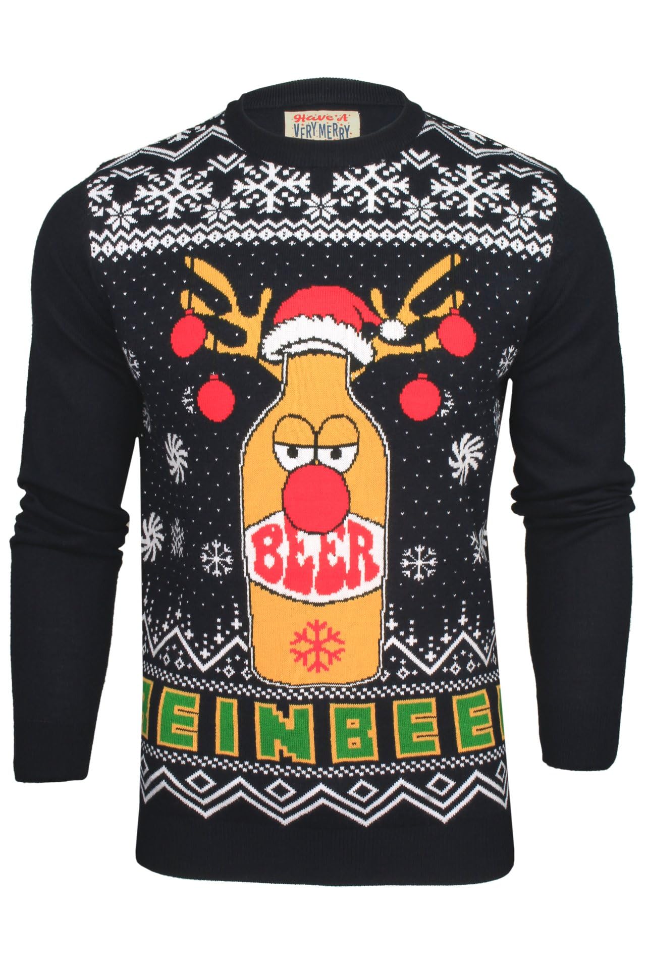 Xact Men's Reinbeer - Ink Christmas Jumper, Novelty Funny Naughty Theme (Reinbeer - Ink) L
