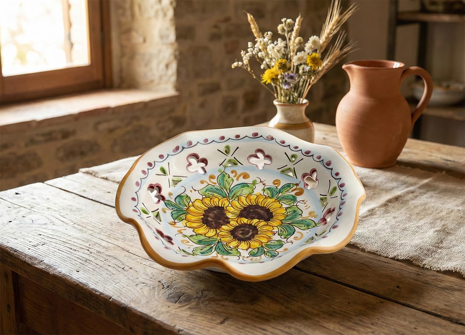Grand bol céramique fait main de Sicile, idée cadeau art de la table unique