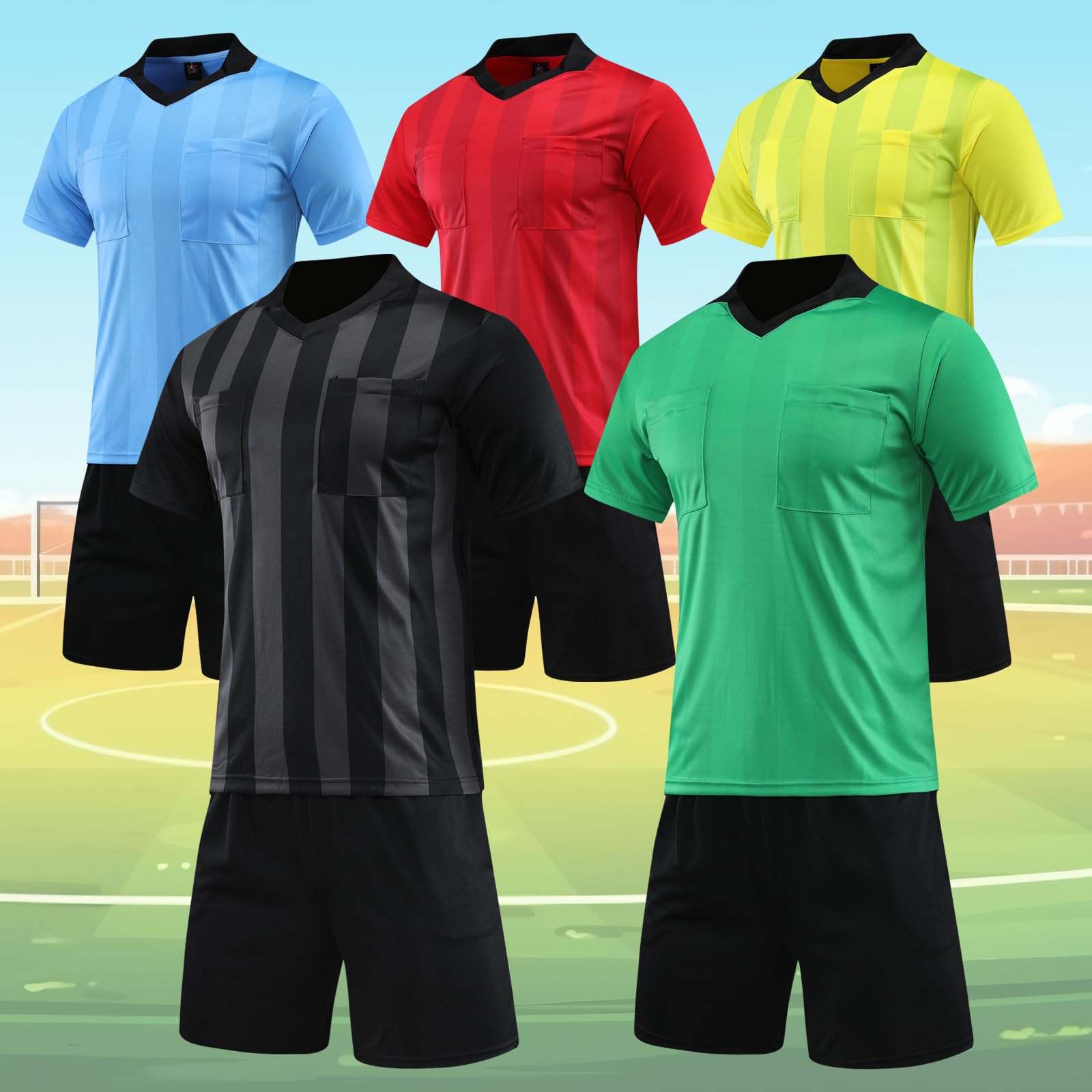 Football Referee Uniforms Teenage Mens,Football Referee Jersey Set Referee Clothing Uniform Shirt Shorts