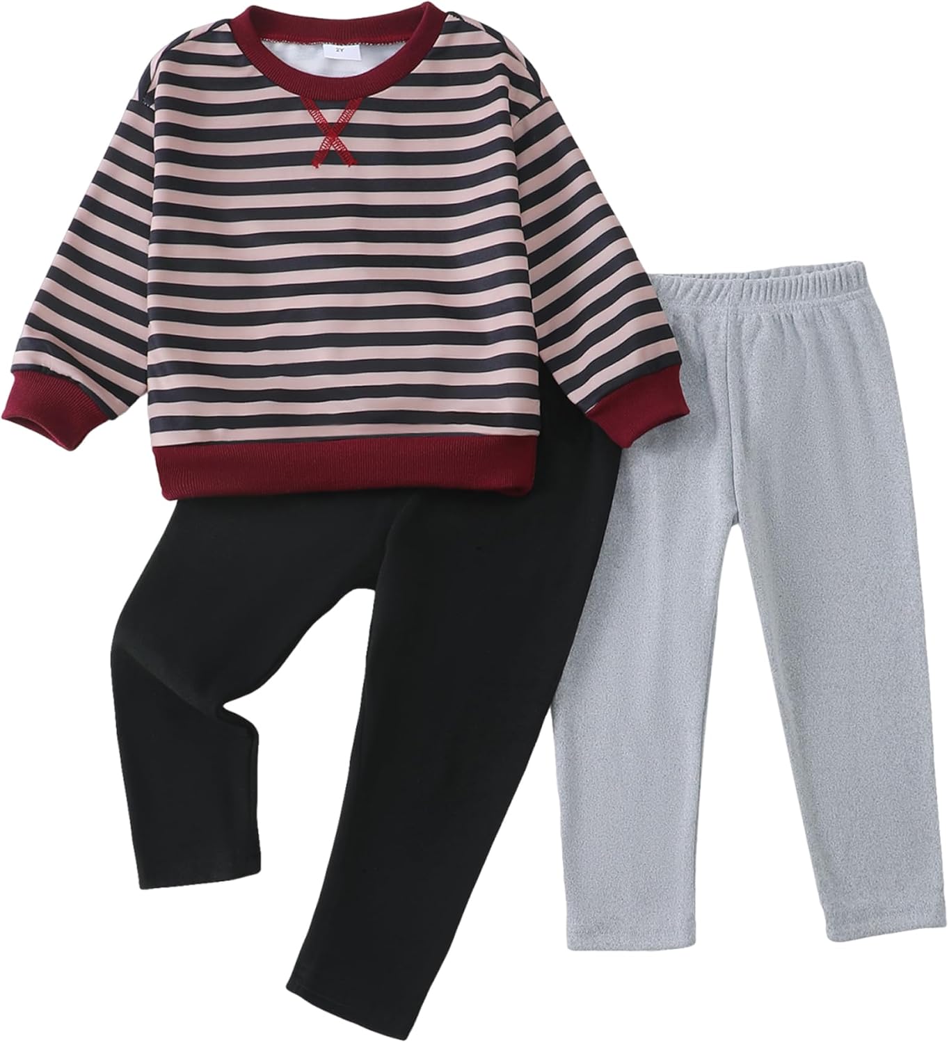 Jecson Toddler Girl Clothes Set: Soft Stretch 3pcs Outfits Colorful Striped Sweatshirt & Leggings Cute Fall Home School 2-8Y