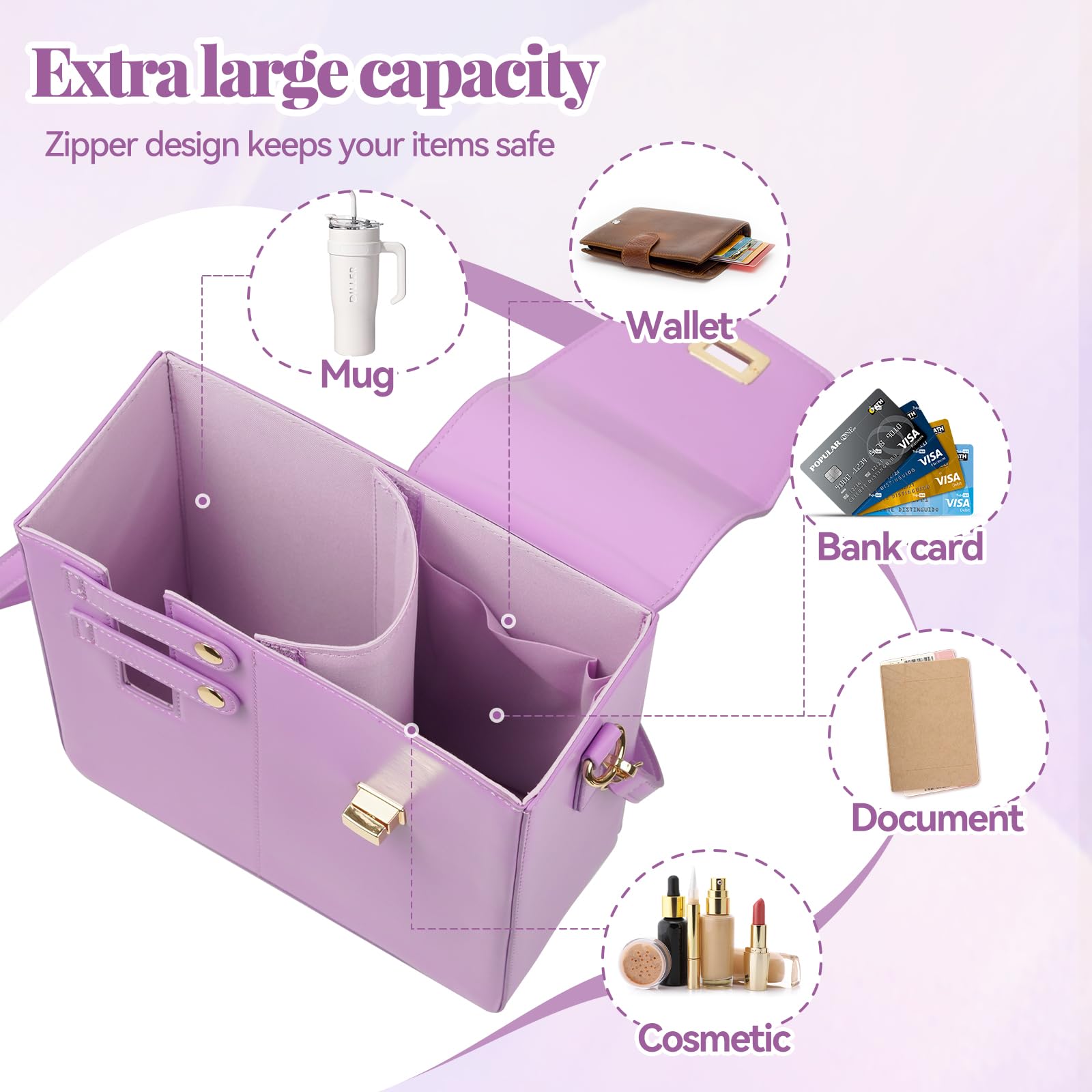 Sac de Transport pour Stanley Cup, Sac Stanley Cup avec Compartiment et Bandoulière Réglable, Sac à Main pour Stanley Cup, Stanley Cup Accessories, pour la Plupart des Bouteilles d'eau