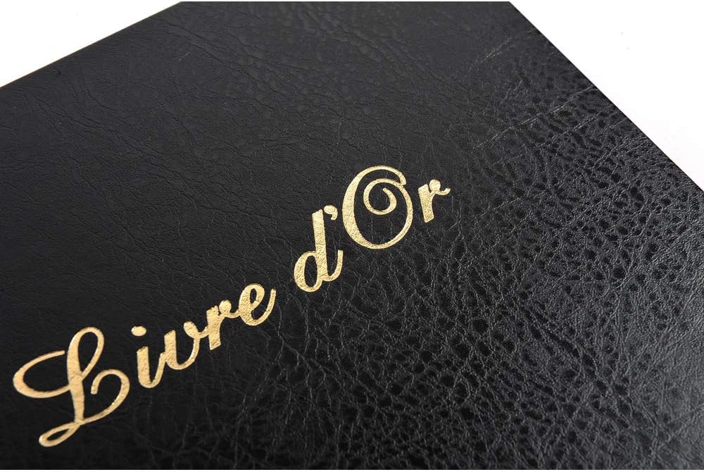 Balacron Guest Book with Title, Black, 21 cm X 19 cm