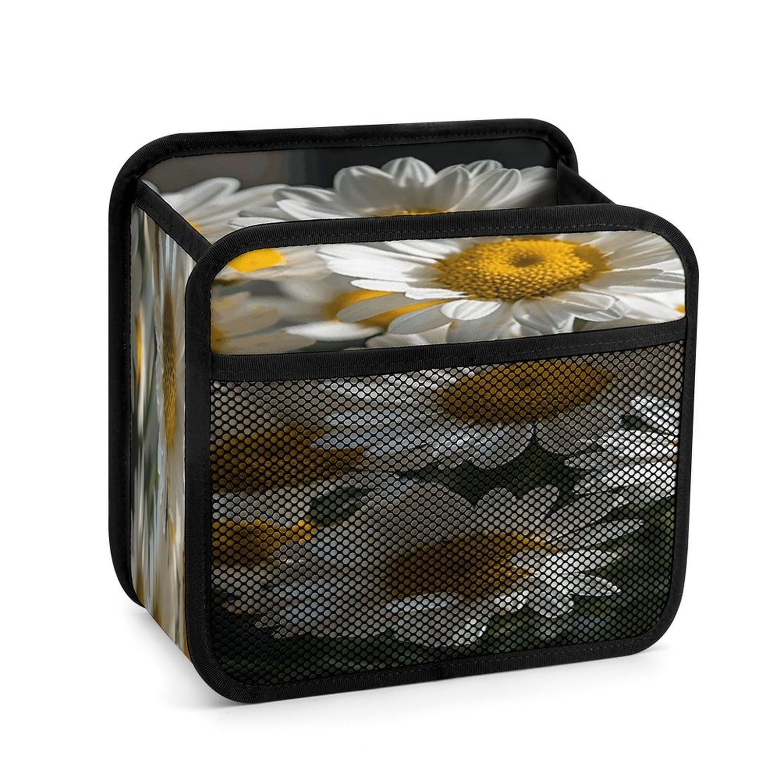 Btcowzrv Style Handful Of Daisies Car Seat Back Organizer, Pu Leather Hanging Backseat Car Organizer With Elastic Mesh Pocket, Storage Bag For Most Vehicles