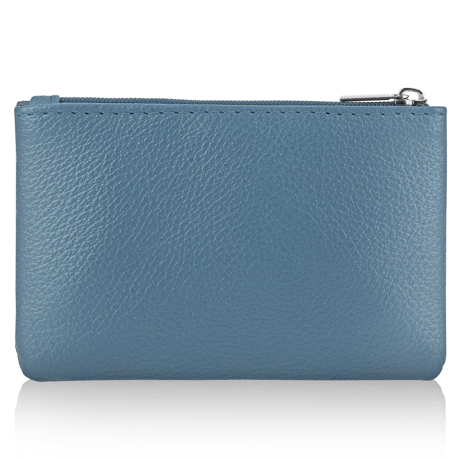 simarro RFID Blocking Coin Purse, PU Lychee Pattern Leather Zipper Coin Purse Portable Change Wallet Mini Coin Pocket Slim RFID Pouch for Men Women Credit Card ID Key Headset Lipstick (Light Blue)