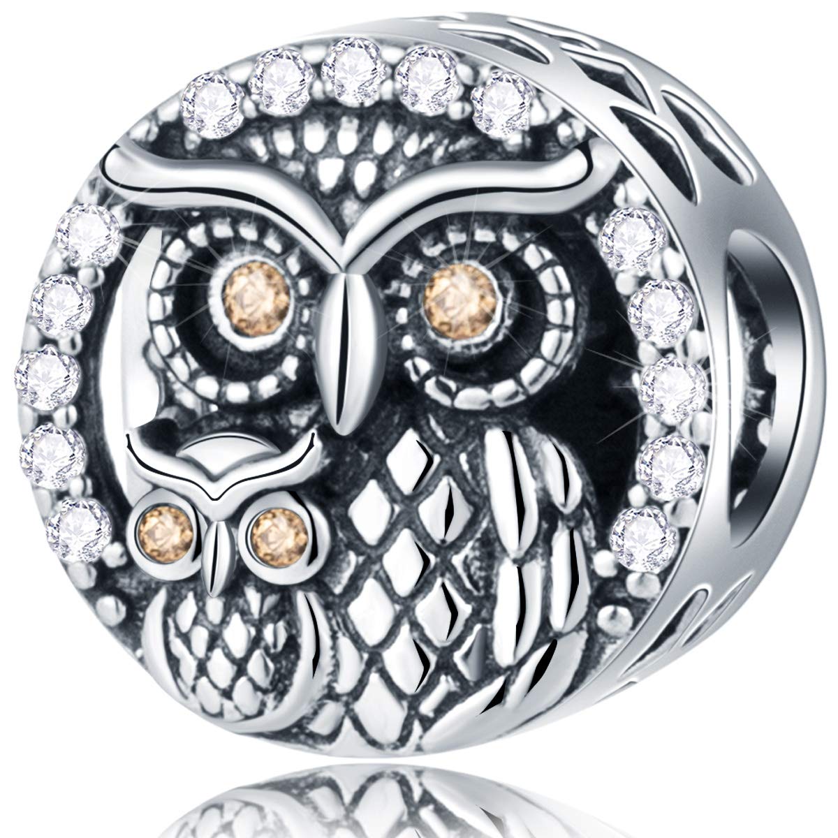 Animal Theme Charms, Mom/Child of Owl Bear Dog, Rabbit Flamingo Elephant Panda Cat Parrot Crocodile Unicorn Charms in 925 Sterling Silver, Fit European Bracelet/Necklace, Gift for Mother/Friend/Lover