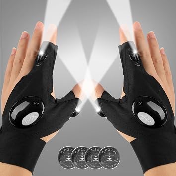 Mylivell Handsfree LED Flashlight Gloves, Fathers Day dad Gifts for Fishing dad, Camping Flashlight Gadgets for Men, Gloves with Lights for Working on Cars, Handy Mens Gifts, Mens Tools Gifts