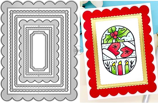 Rectangular Wavy Lace Background Board Metal Cutting Dies for Card Making | Embossing Die Cuts Set for DIY Scrapbooking Paper Wedding Album Decor Stencils Supplies Machine Festivals Crafting Templates