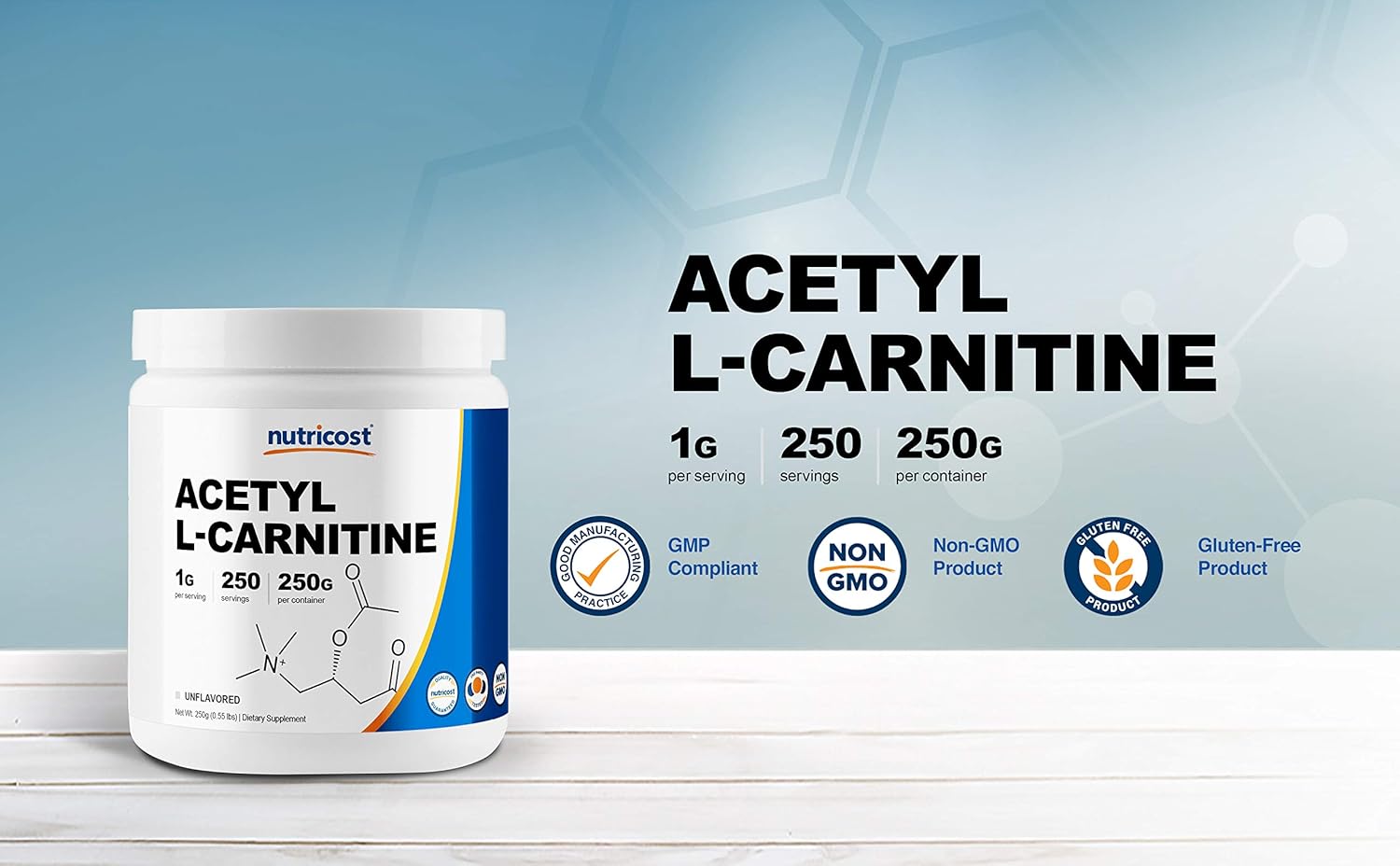 Nutricost Acetyl LCarnitina ALCAR 882oz en polvo 004oz por porción 250