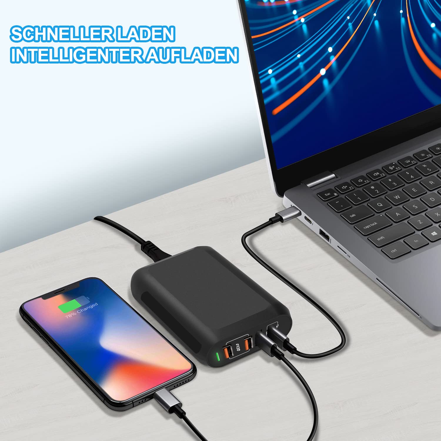 Caricabatterie USB C, Cshare 150 W 4 porte USB C 100W PD 3.0 PPS QC 3.0 Alimentatore rapido compatibile con MacBook Pro/Air, Phone 13 Pro Max Dell XPS 15 HP Spectre Google Pixel 6 Pro Laptop