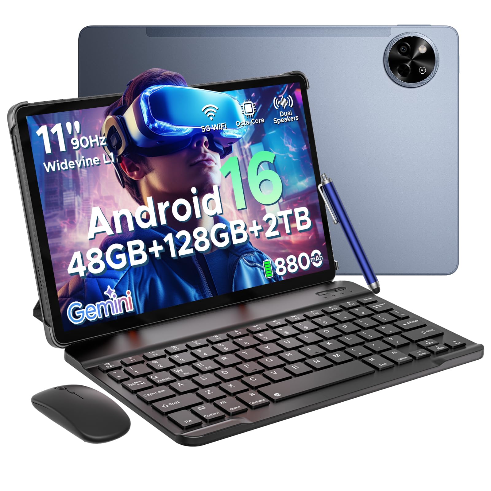 POPUX P11 Tablet Android 16, Tablet 11 Pulgadas con 48GB RAM+128GB ROM/TF 2TB, T7250 Tablets Android con 90Hz Display, 8800mAh, 13MP+5MP, Gemini AI, Widevine L1, 5G WiFi, Teclado, Lapiz, Negro — view 10