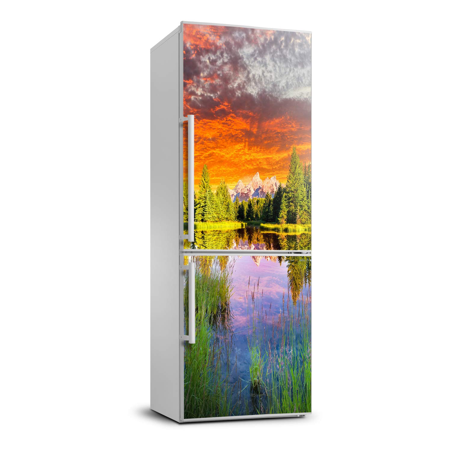 Pegatinas autoadhesivas de 60x180 cm con diseño impreso de lago en el bosque lavable