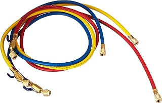 Yellow Jacket 29985 1/4" Ball Valve 60" Charging Hose Set - R-410A Compatible, 4000 PSI Burst for HVAC Manifolds