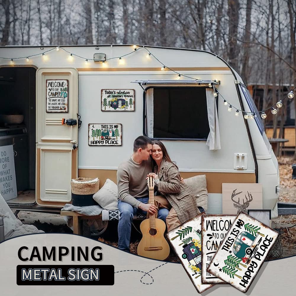 Creative Tin Sign If The Camper is Rocking Don't Come Knocking Funny Novelty Metal Sign Retro Wall Decor for Home Gate Garden Bars Restaurants Cafes Office Store Pubs Club Sign Gift