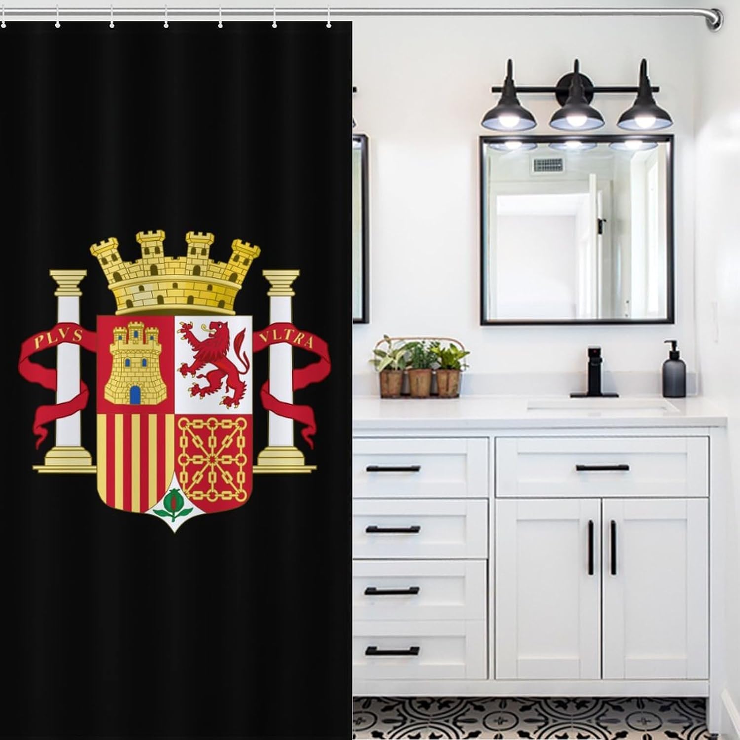 Coat of Arms of Spain Funny Shower Curtains Washable Bath Curtain Liner with Hooks for Bathroom Bath Tubs 36x72Inch（92x183cm）