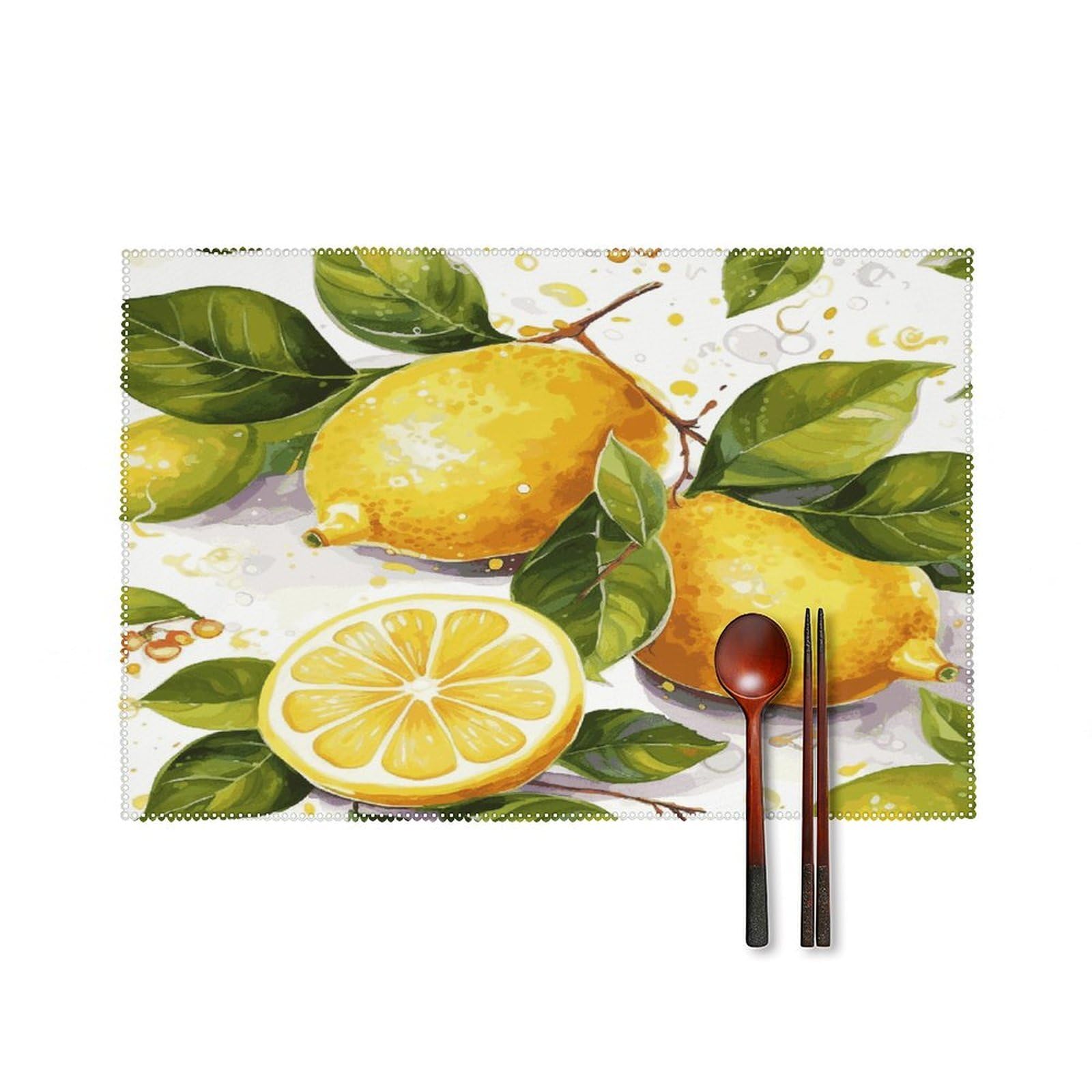 Fekiloot Style Fruits Lemon Placemats Set Of 6,Table Mat