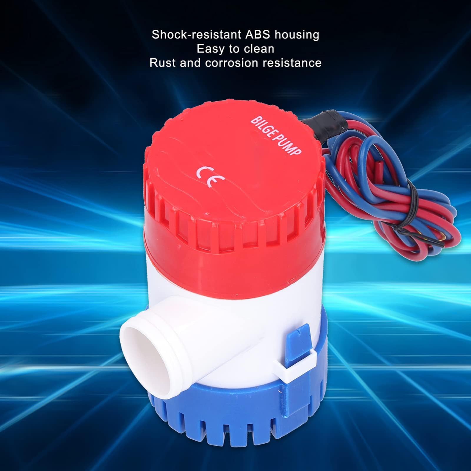 Bilgepumpe, Automatische Bilgenwasserpumpe, Marine Grade Tauchpumpe DC Semiautomatischer Schalter Elektrische Kleine Pumpe für den Abfluss Liefern Strom(DC24V 350 gph)