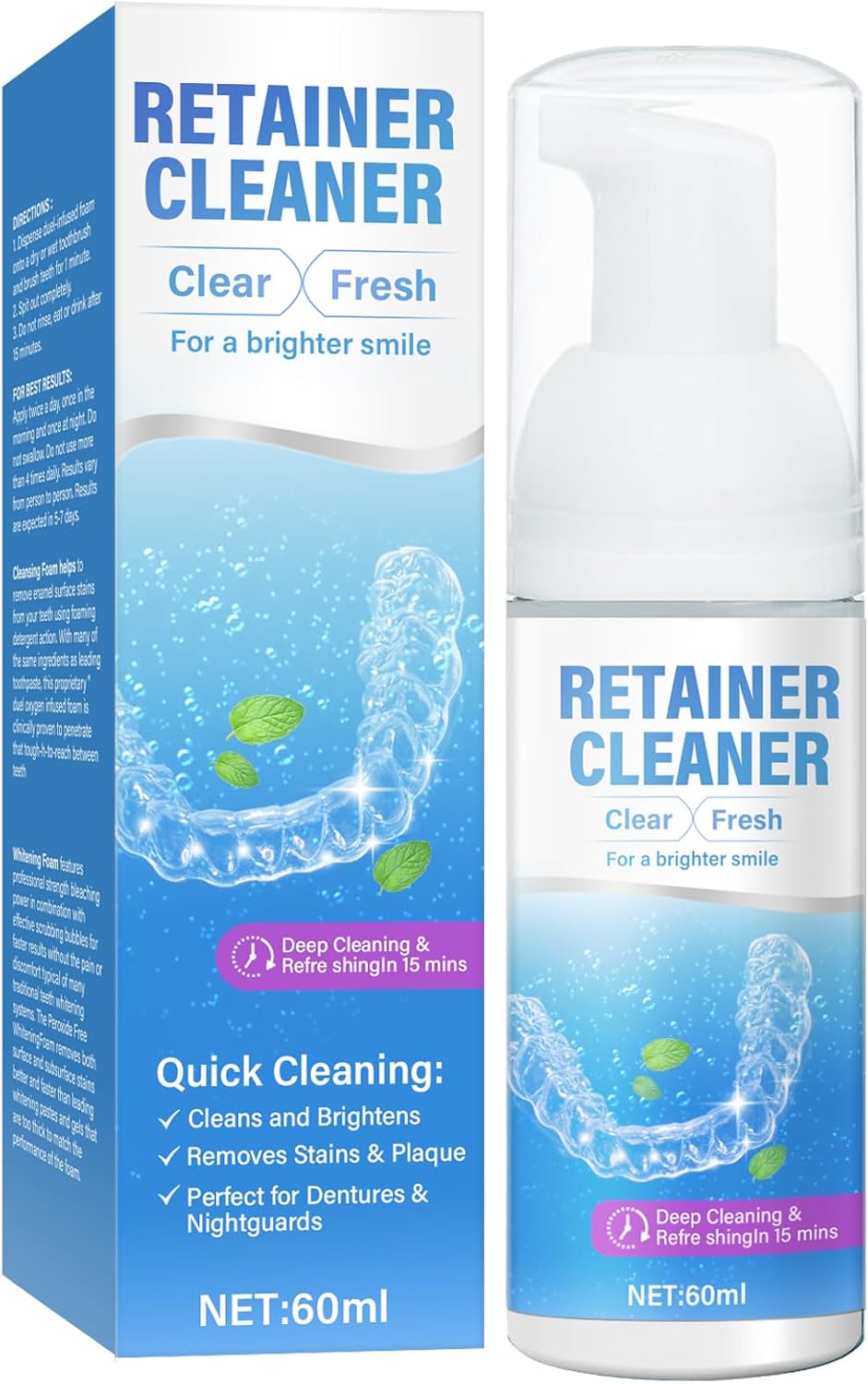 Topkech Retainer Cleaner Braces Cleaner Foam for