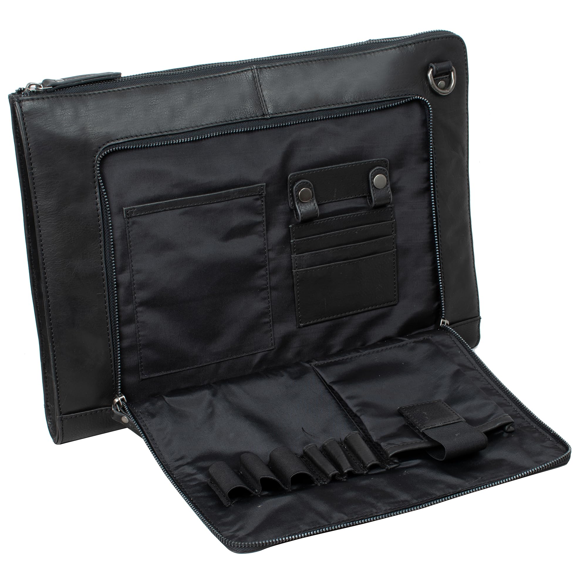 Fa.Volmer ® VO2403-Black - Funda de piel de búfalo para MacBooks, portátiles, tablets de hasta 17 pulgadas | Maletín A4 | VO2403-Black