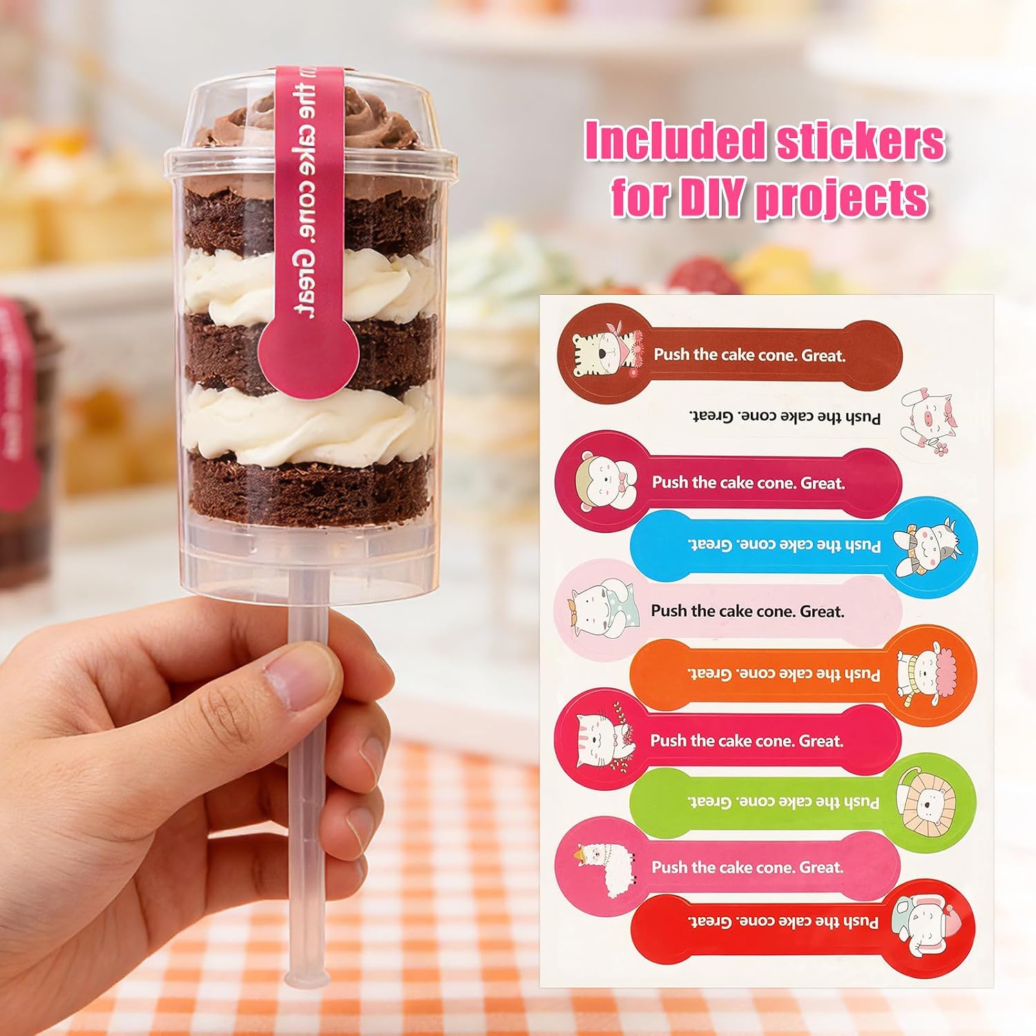 AKAZA 12 Pcs Push Pop Containers Set with 12 Hole Display Stand & Stickers image 5