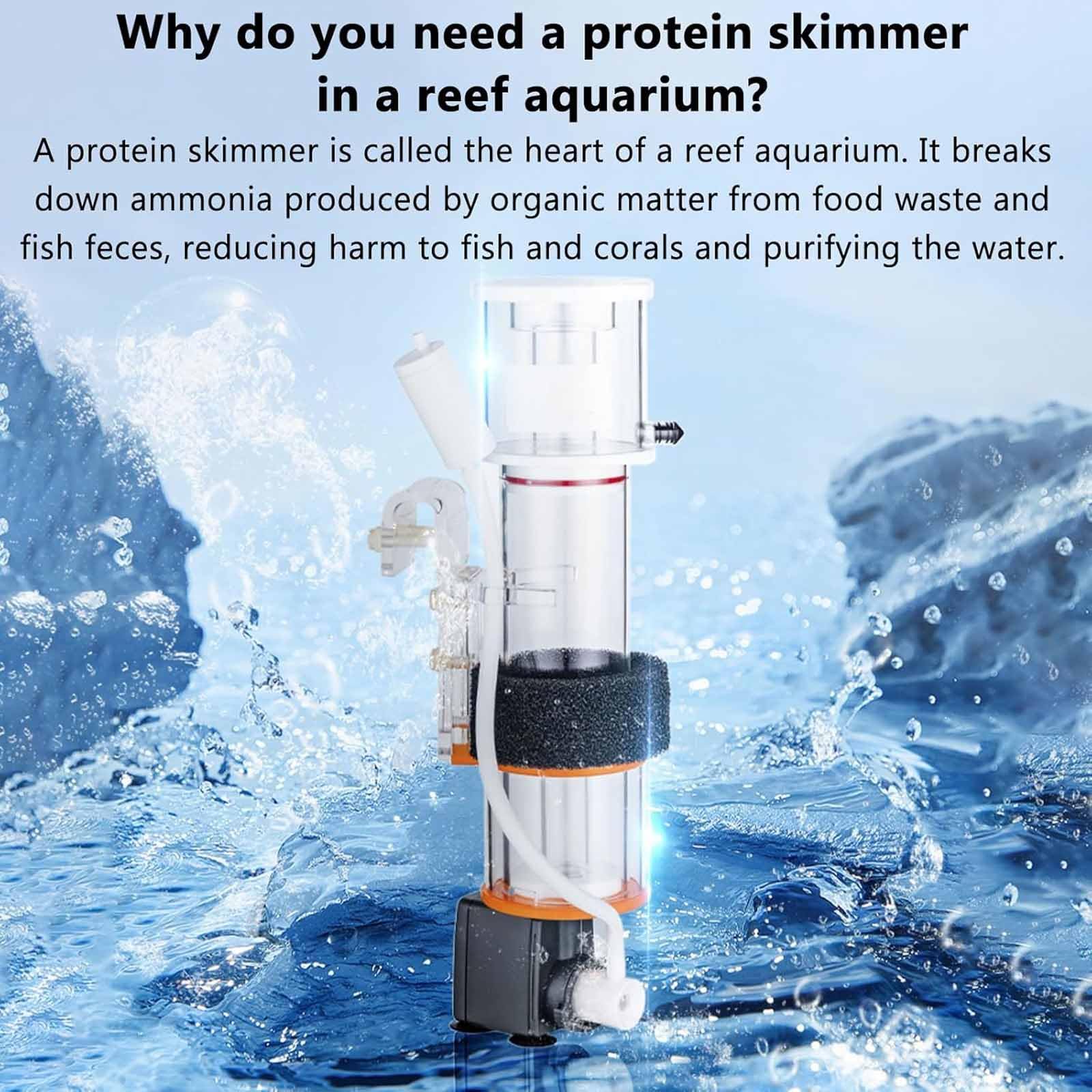 Skimmer De Proteínas para Acuario, Skimmer Interno para Pecera, Silencioso, Apto para Acuarios De 30-50l/50-90l/90-130l, para Corales, Agua Salada Y Agua Dulce 30L