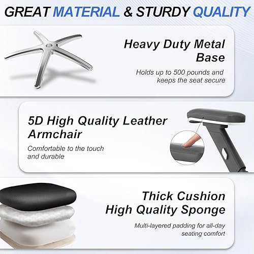 Miniatura 7 de Silla de oficina ergonómica de 750 libras, sillas de oficina grandes y altas mejoradas para personas pesadas, silla de escritorio de malla con