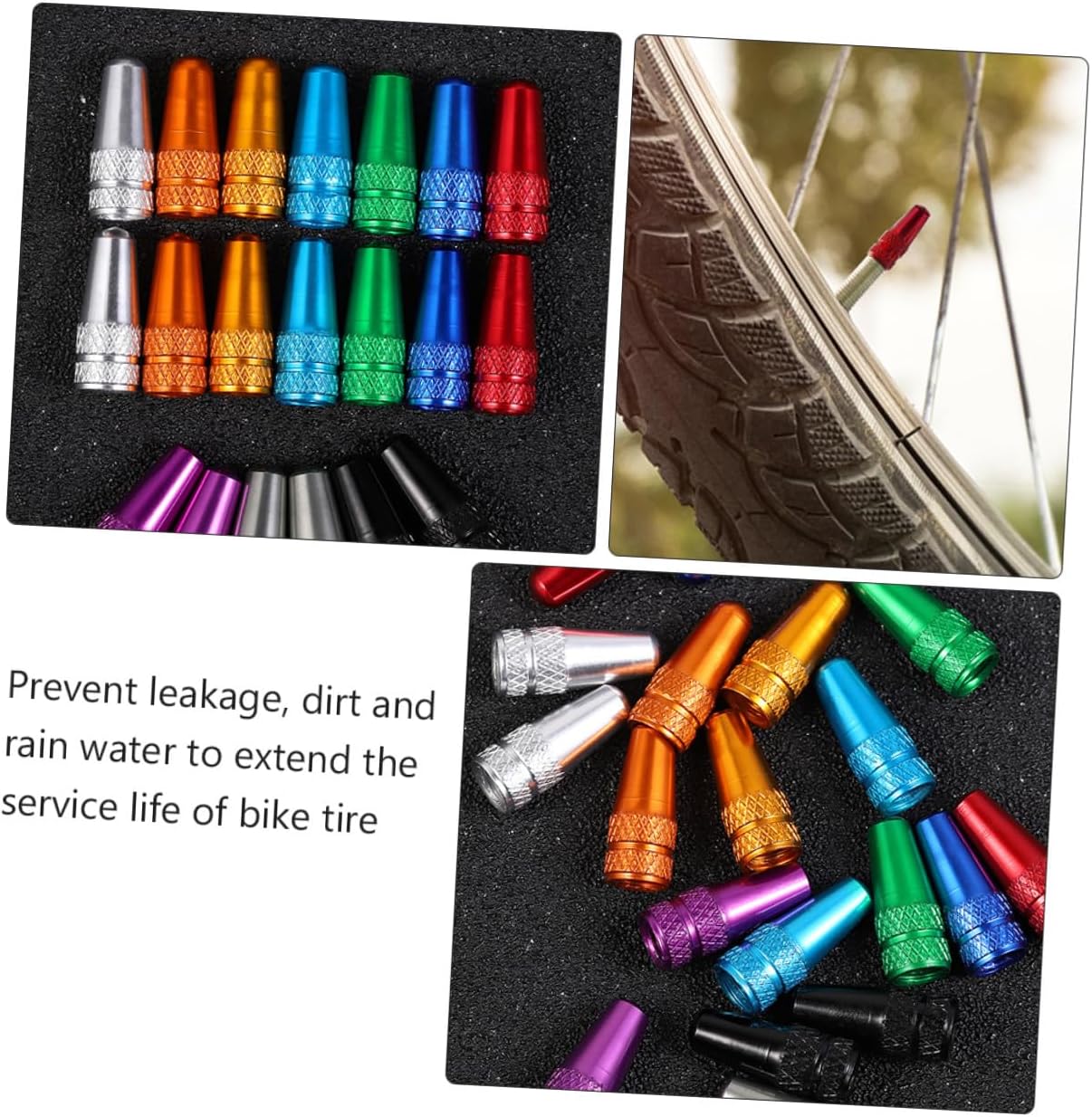 WOONEKY 30pcs Bike Tire Valve Caps Dust Covers Anti-Leakage Valve Stem Protectors for Mountain Road and Motor Bikes Easy to Install with Bright Decorative Colors Random Color