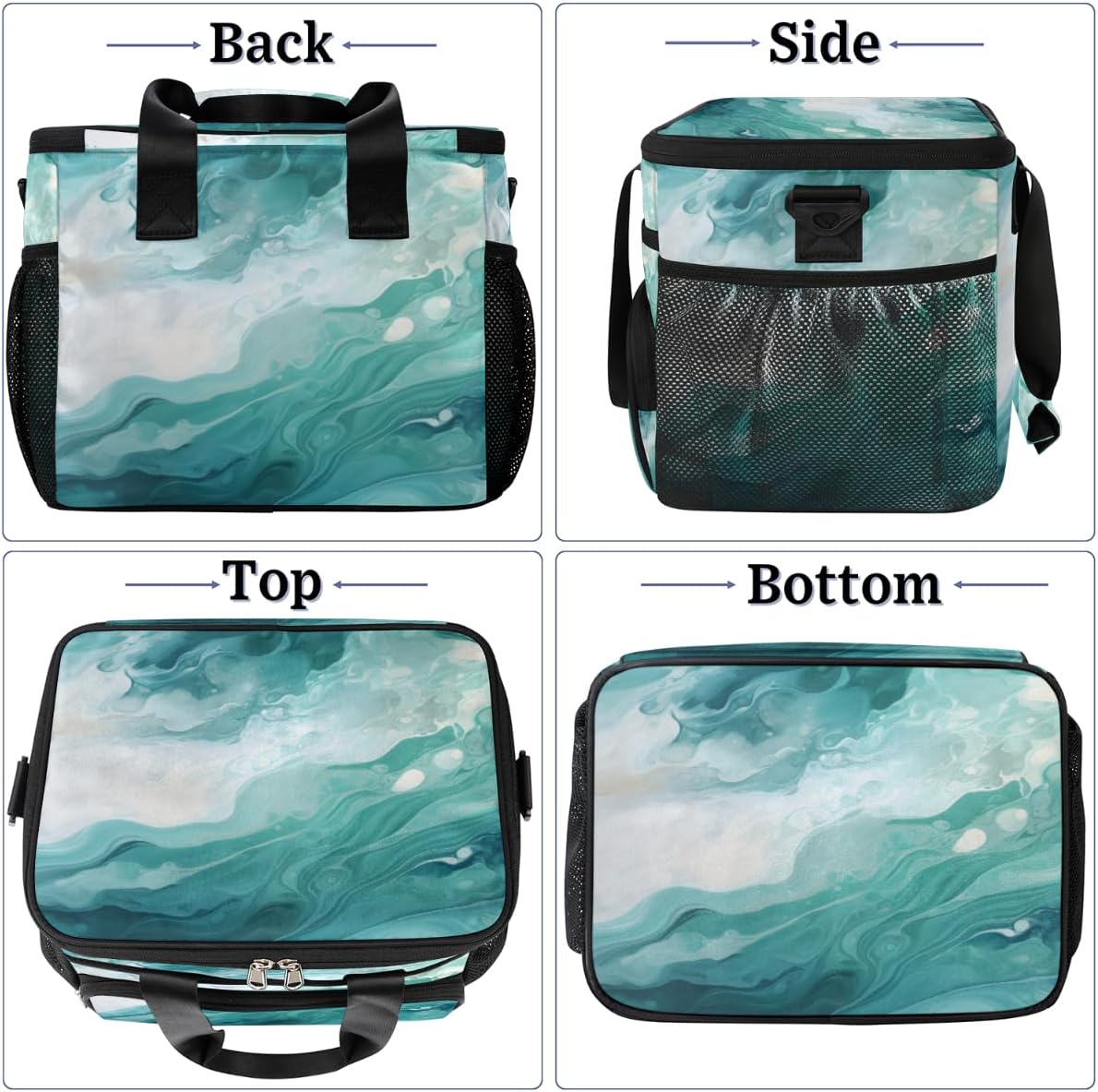 Liquid Texture Insulated Picnic Backpack Lunch Box for Women Men Picnic Basket Tote Lunch Bag Picnic Bag Portable Lunch Bags for Picnic, Beach, Work, Trip,Office, Camp Marbling Pattern