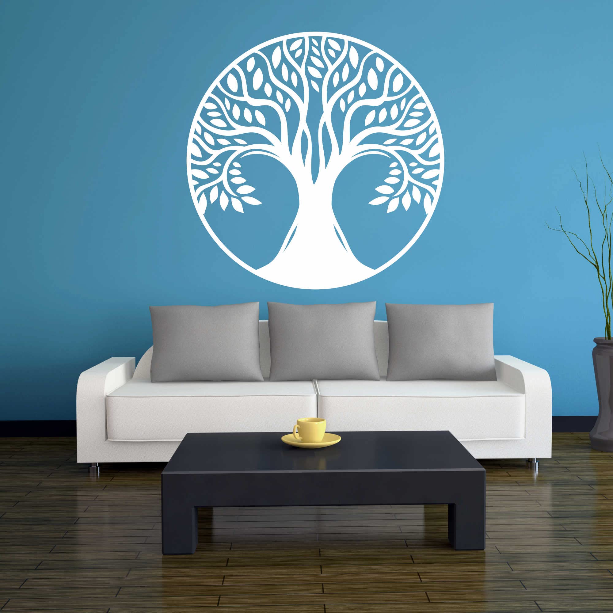 INDIGOS UG - Decalcomanie da muro - adesivi da parete - Murale - Albero della vita - 120 x 120 cm - Bianco - - Decorazione per soggiorno, camera dei bambini, ufficio, scuola