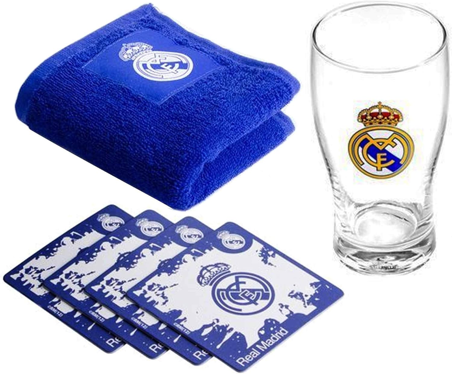 Real Madrid F.C. Mini Bar Set With Pint Glass, Coasters & Bar Towel