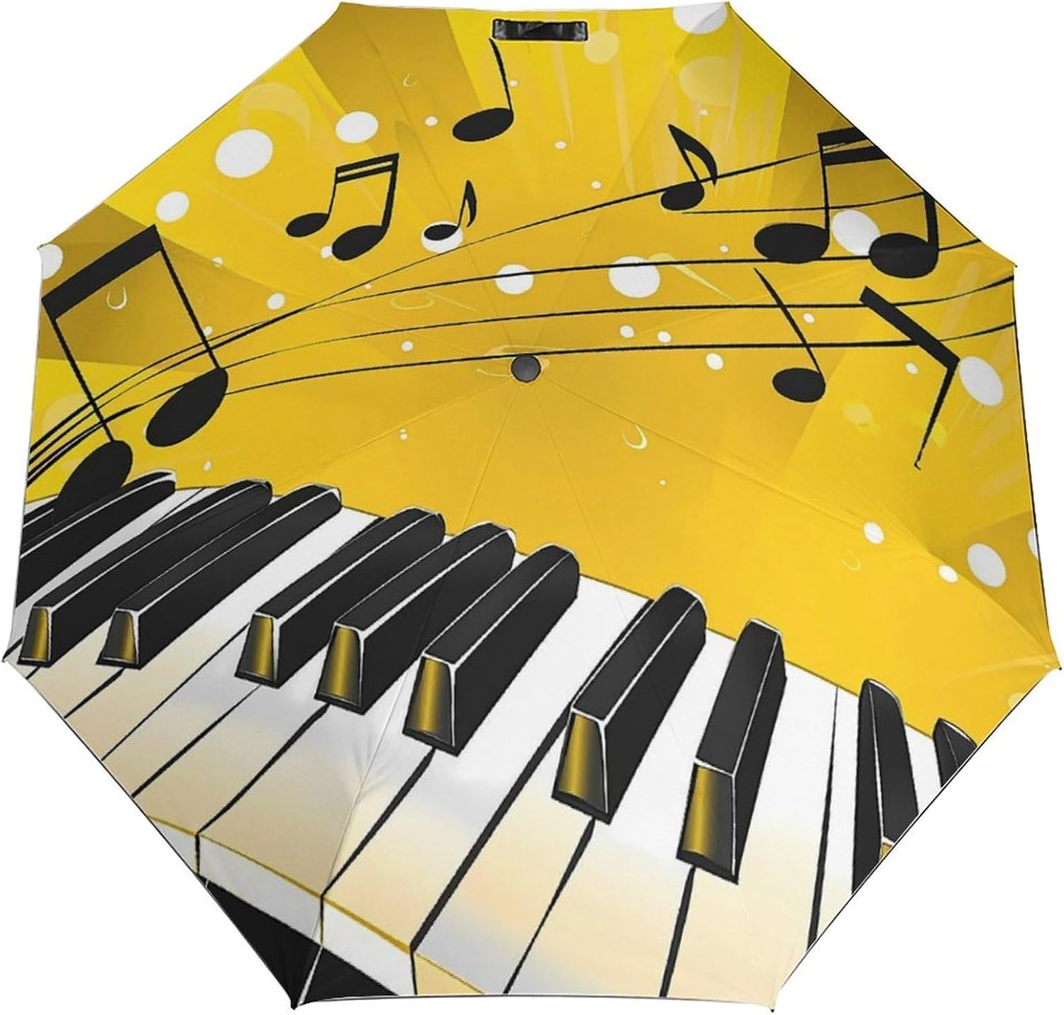 Piano Keyboard Auto Open Close Umbrella 3-Fold Design for Rain Sun Protection Music Note Windproof Compact Umbrella for Walking Travel Lightweight